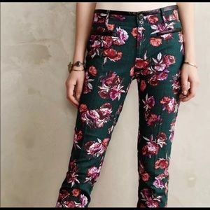 Anthropologie Floral Cropped Pants